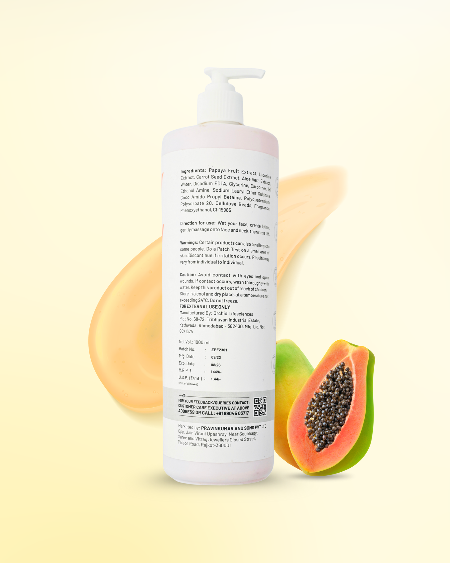 Papaya Facewash For Oily Skin [1000 ml]
