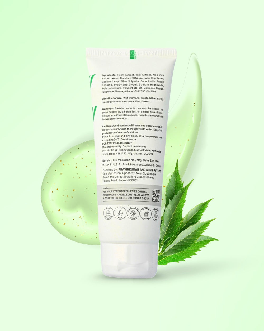 Neem Tulsi Facewash for Pimple Free Skin [100 ml]
