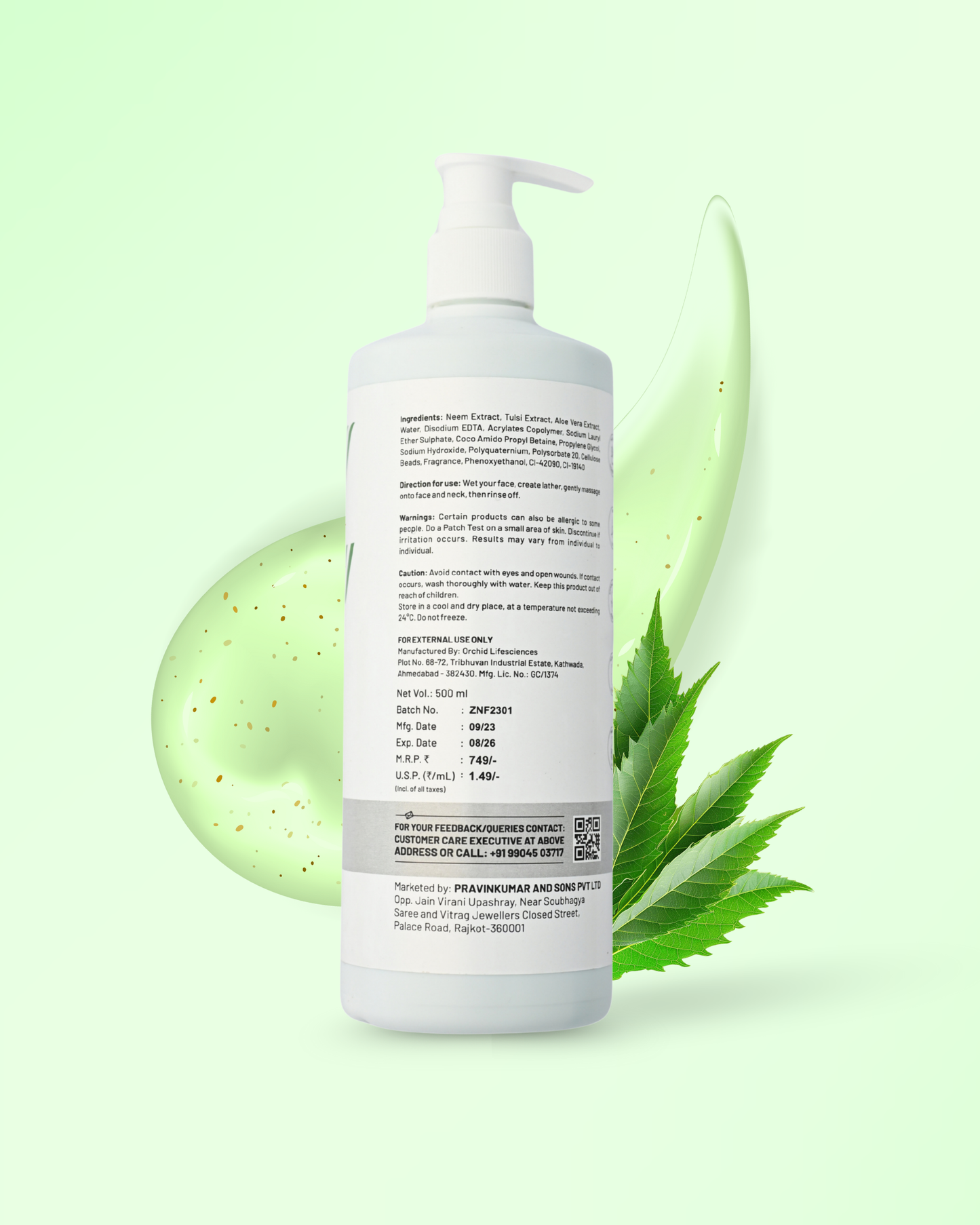 Neem Tulsi Facewash for Pimple Free Skin [500 ml]
